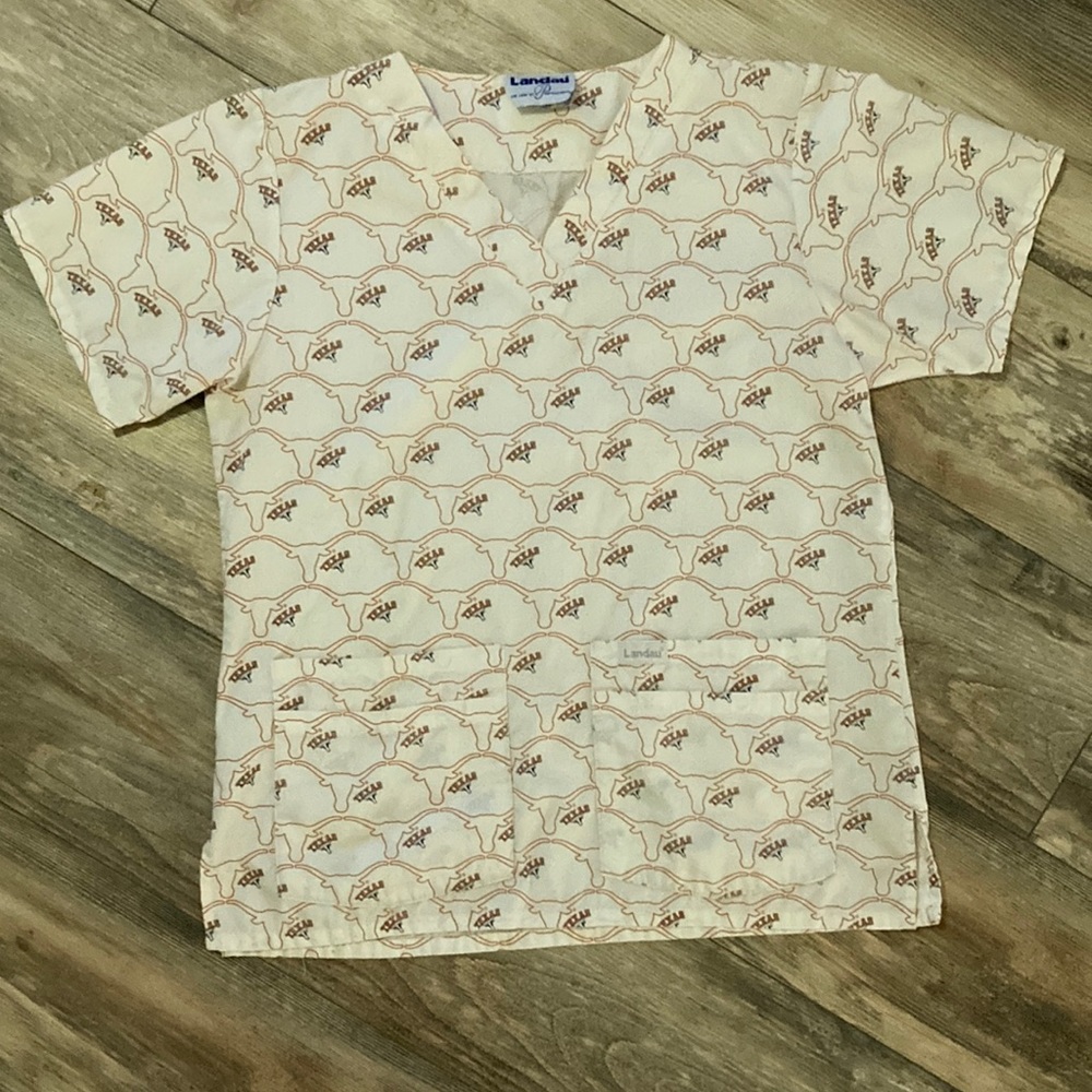 Landau Texas Longhorn Women’s Scrub Top Size S